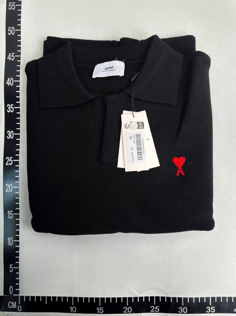  Ami Heart Logo Ribbed Polo Sweater [2 styles]