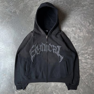 Sonical Black Gothic Hoodie with Zipper Closure and Side Pockets