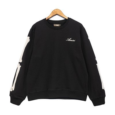 Amiri Black Crewneck Sweatshirt with White Skull Stripes