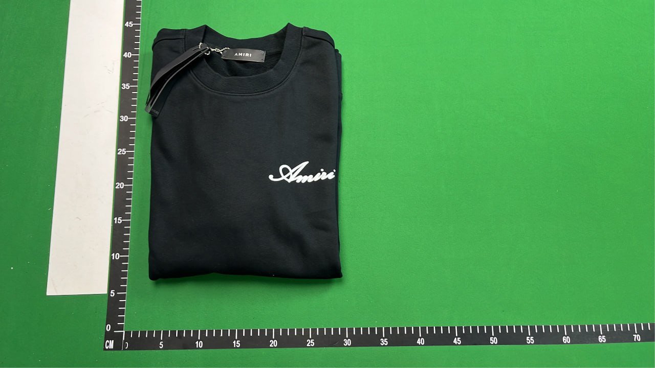 Amiri Black Crewneck Sweatshirt with White Skull Stripes