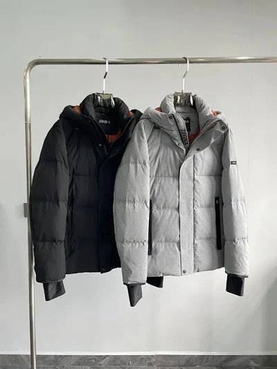  Men's Winter Grey Puffer Jacket with Hood 