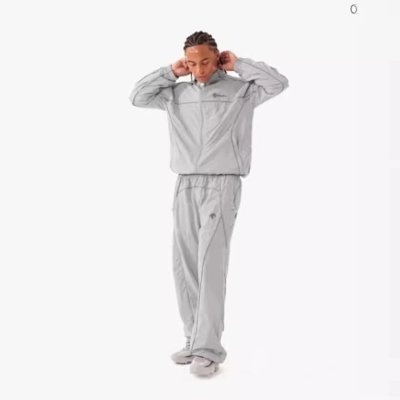 Courry Black Tracksuit Set with White Piping