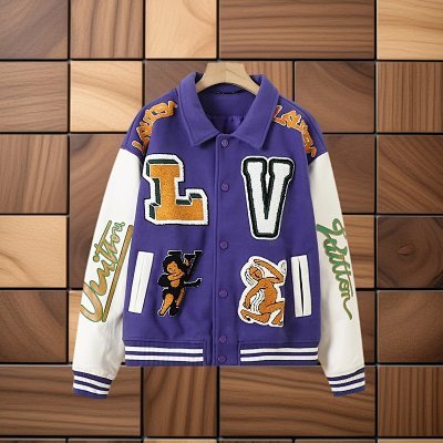 Louis Vuitton Purple Embroidered Baseball Jacket