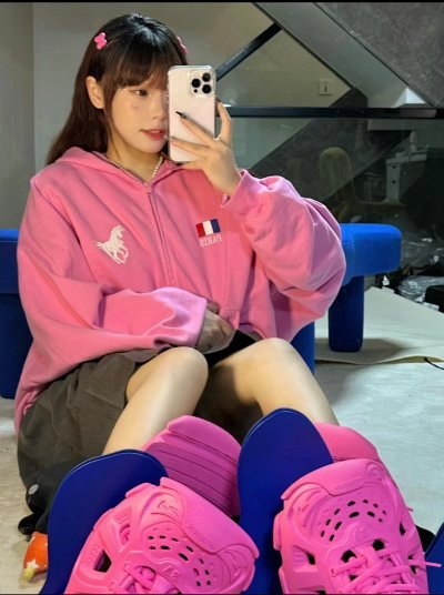 Pink Hoodie with Silver