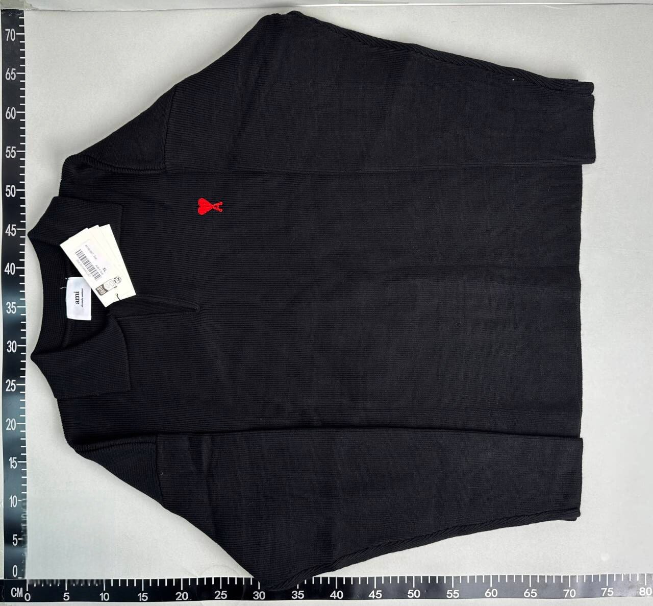 Ami Heart Logo Ribbed Polo Sweater